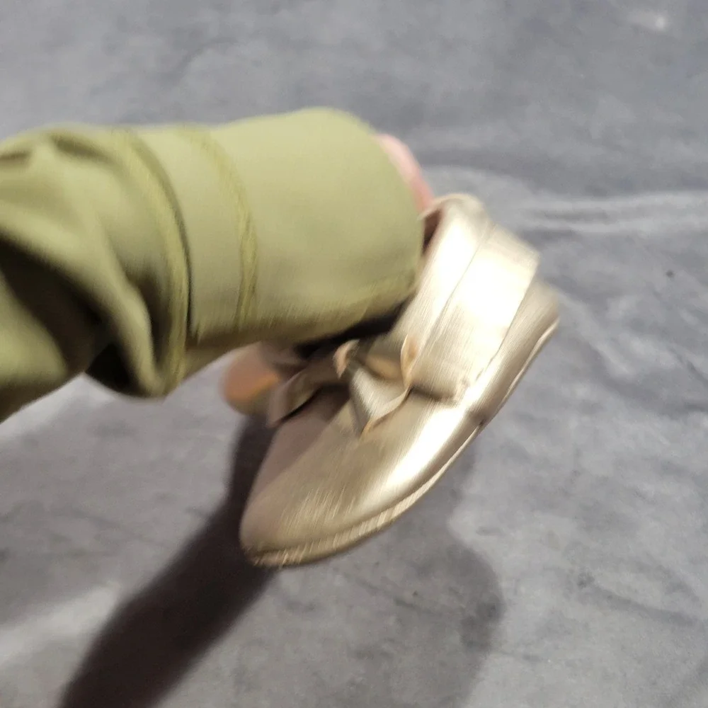 Romirus Baby Girl Gold Metallic Bow Fringe‎ Soft Sole Moccasins Size 3 Infant